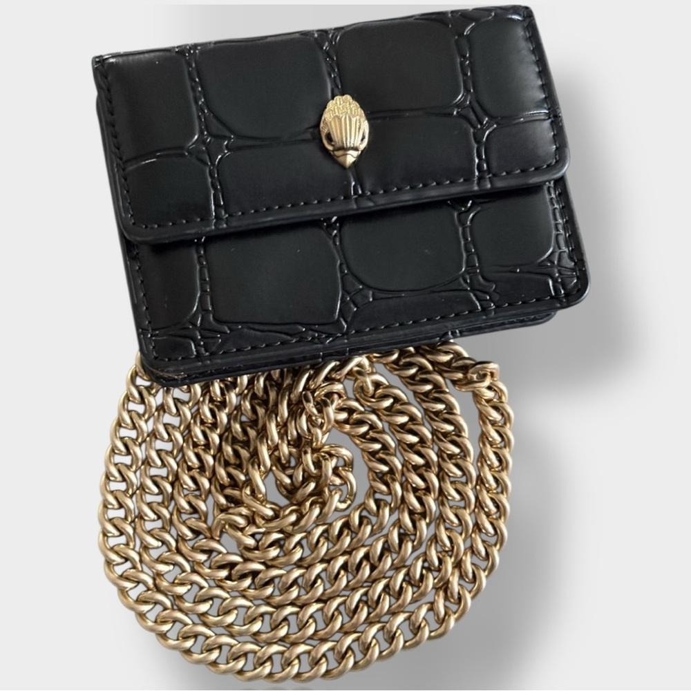 NWOT Kurt Geiger Black Micro Bag with Gold Chain